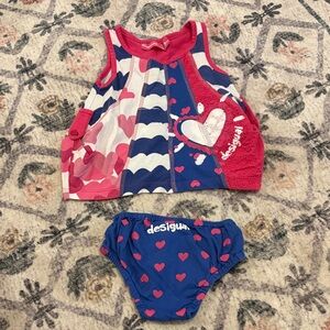 Desigual Girls Pink & Blue Heart Two-Piece Set size 3m